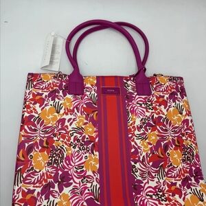 Trina Turk Pink and Orange Floral Tote Bag